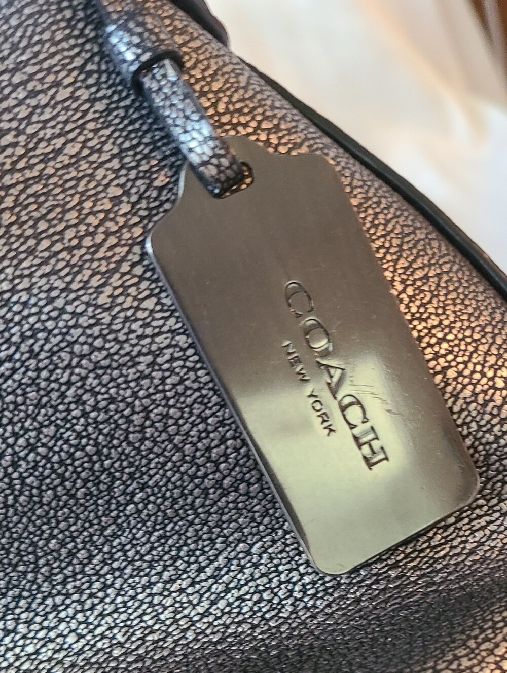 Coach Edie 31 shoulder bag in metallic gunmetal pebbled leather. - Picture 7 of 7